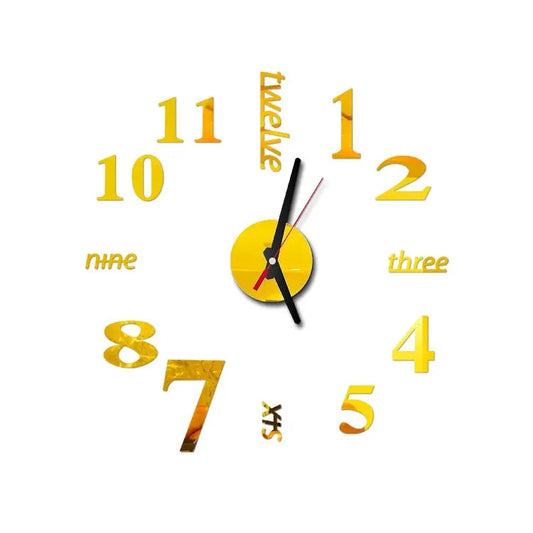 3D DIY Adhesive Wall Clock for Home Decor