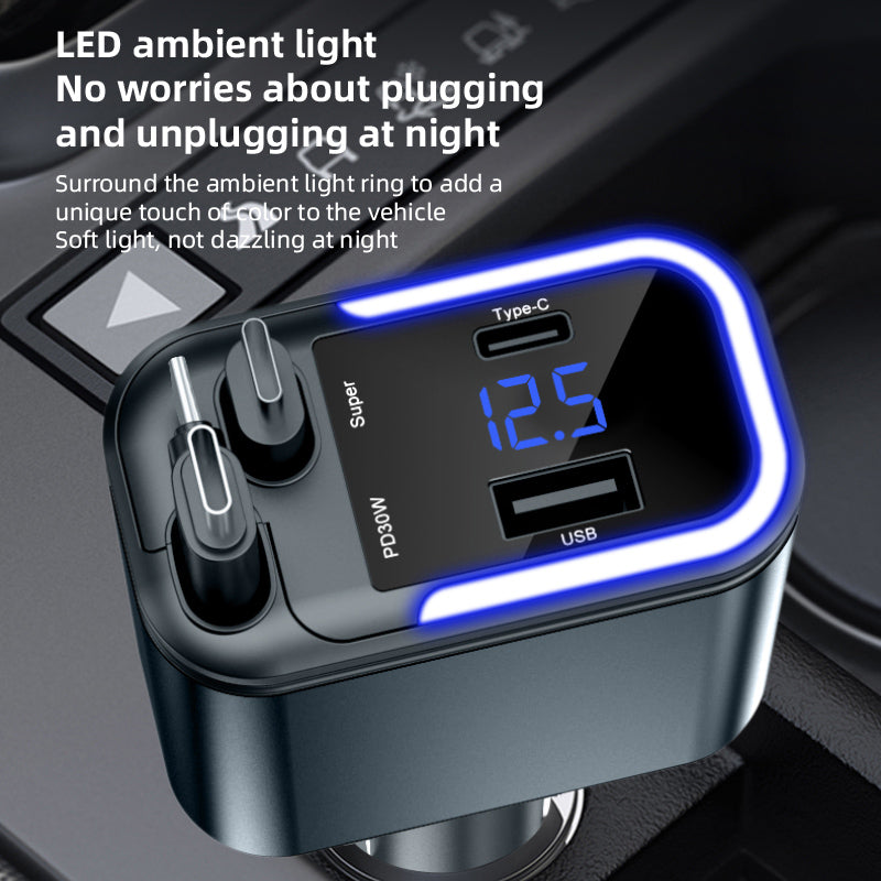 5in1 Chargeur Type-C PD Fast Charging USB-A Car Charger