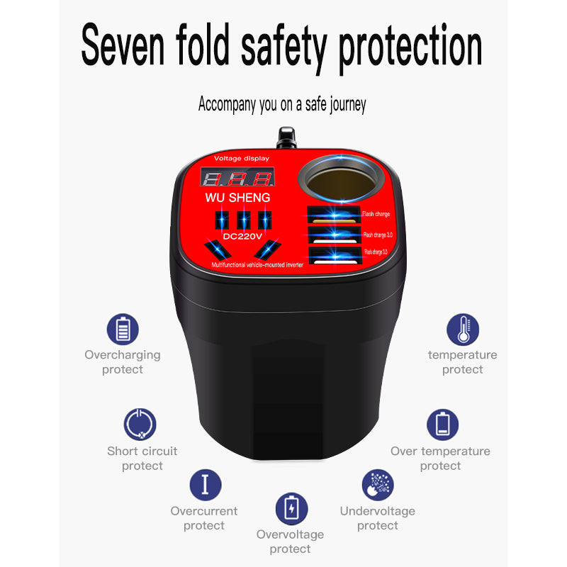 Multi-function Socket Car Cup Inverter Converter 12V24V to 220V Power