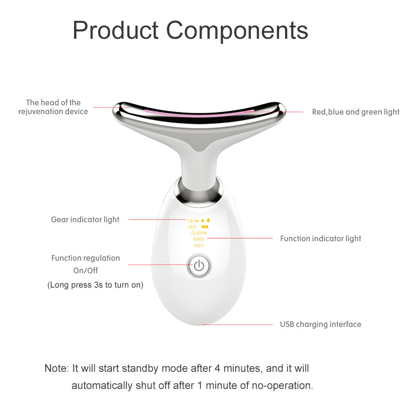 Red Light Therapy Face Lifting Device Microcurrent Face Massager Face Neck Beauty Machine for Skin Tightening Wrinkle Removal